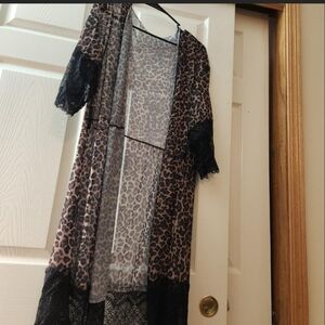 Leopard Print Lace Kimono